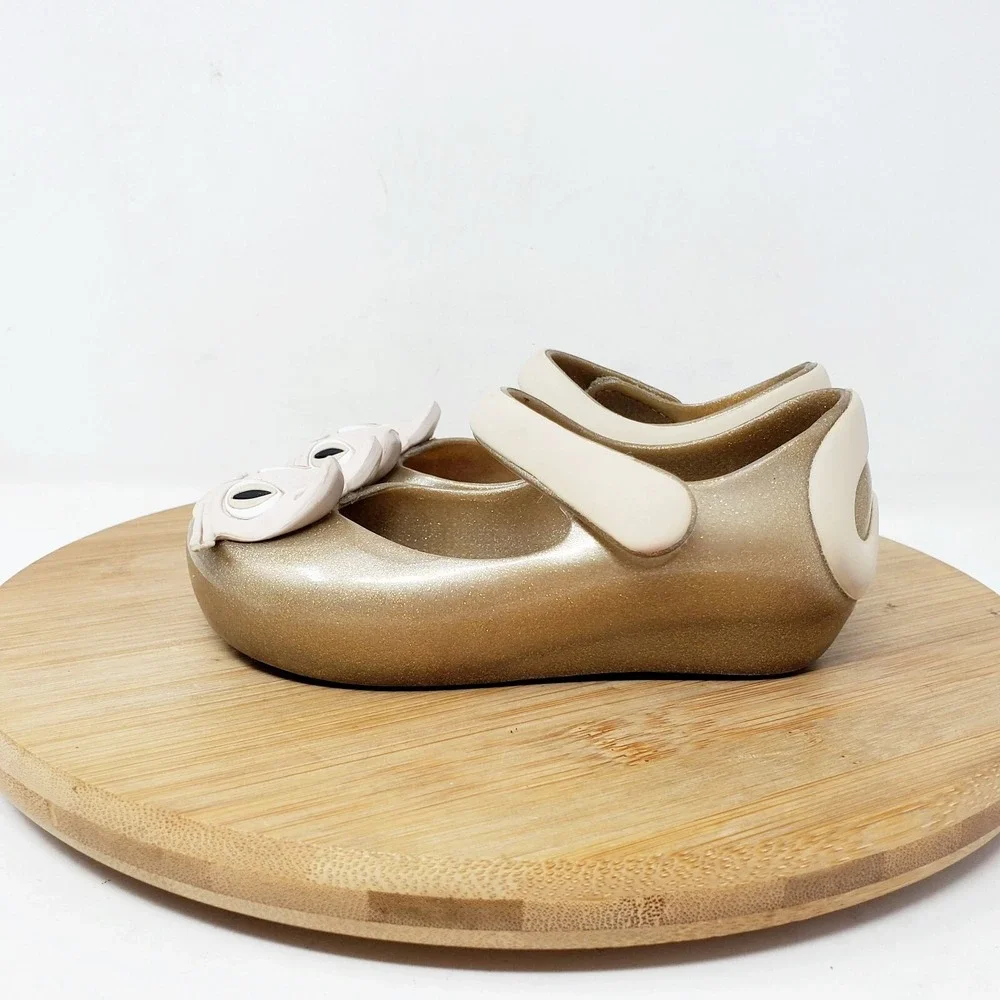 Mini Melissa Shoes Kids 7‎ Cat Gold Glitter Sparkle Kitty Mary Jane Ultragirl